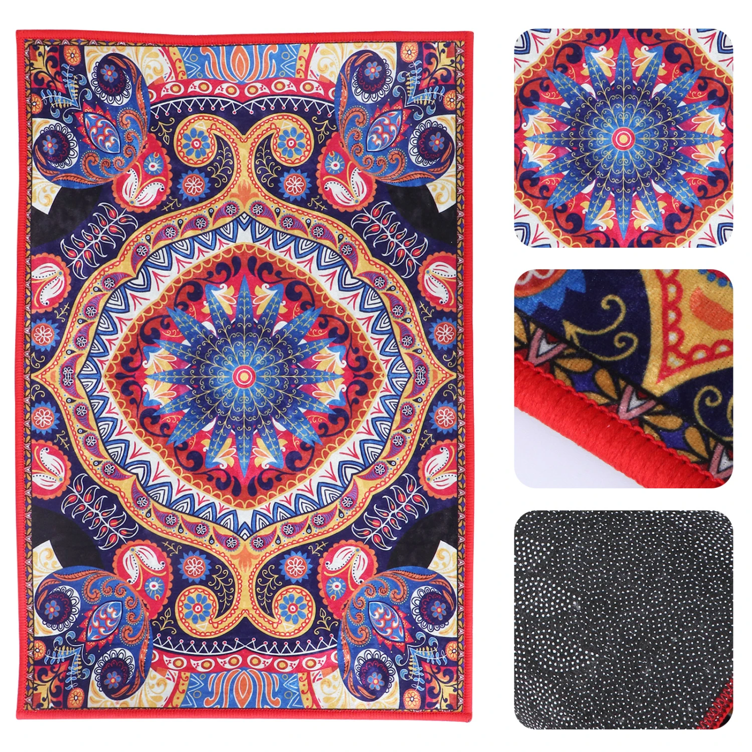 1Pc Square Persia Style Carpet Ethnic Style Floor Mat Bedroom Decorative Rug