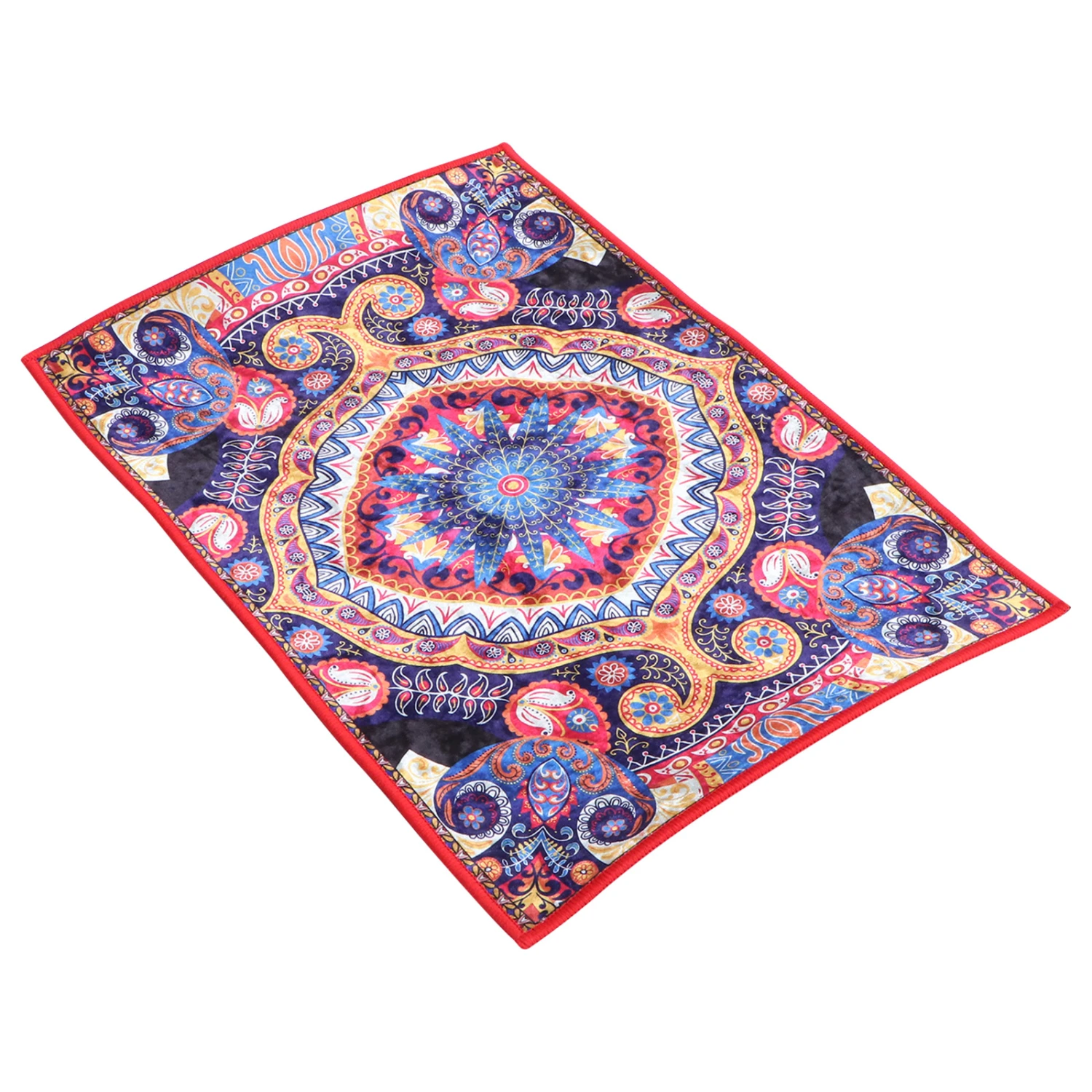 1Pc Square Persia Style Carpet Ethnic Style Floor Mat Bedroom Decorative Rug