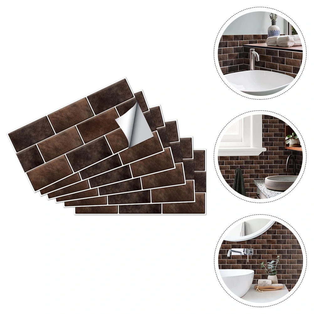6pcs Self Adhesive Tile Wall Sticker Kitchen Bathroom Decor Wall Sticker