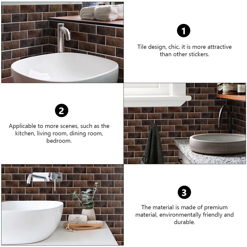 6pcs Self Adhesive Tile Wall Sticker Kitchen Bathroom Decor Wall Sticker