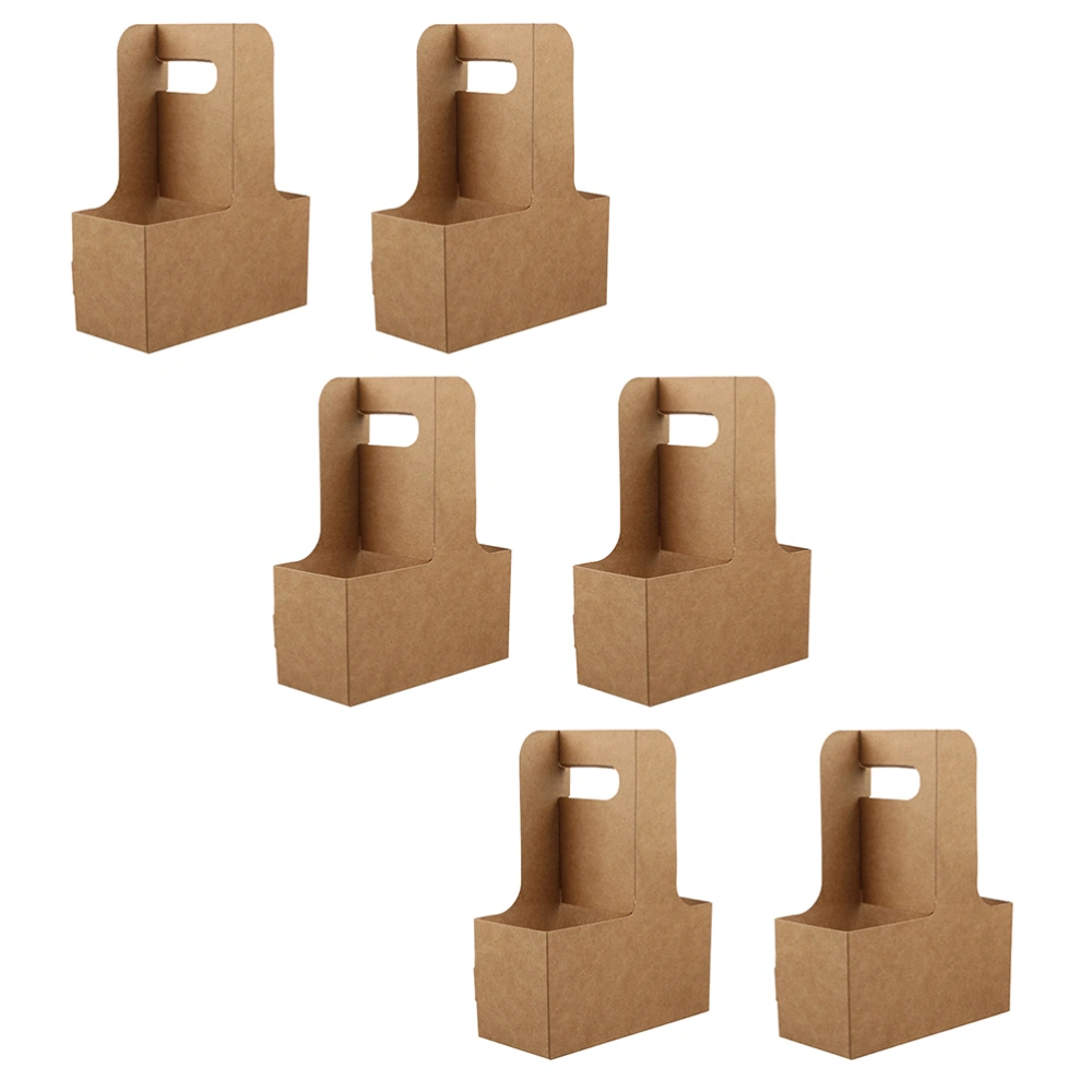 6pcs Thickened Kraft Paper Coffee Packing Holder Portable Milk Tea Takeout Racks