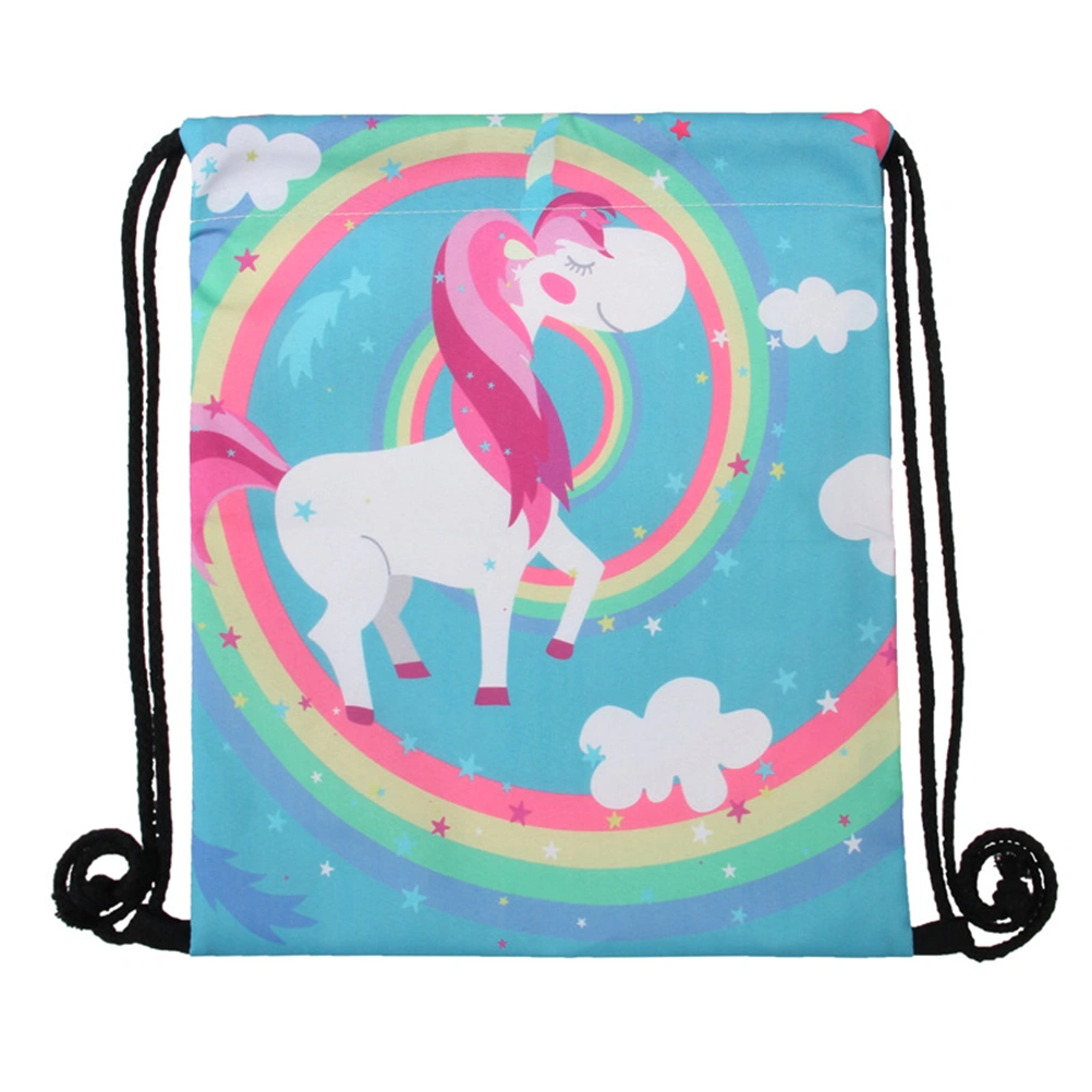 1PC Unicorn Drawstring Bag Cartoon 3D Printing Shoulder Bag Shopping Bag for Women Girls Students
