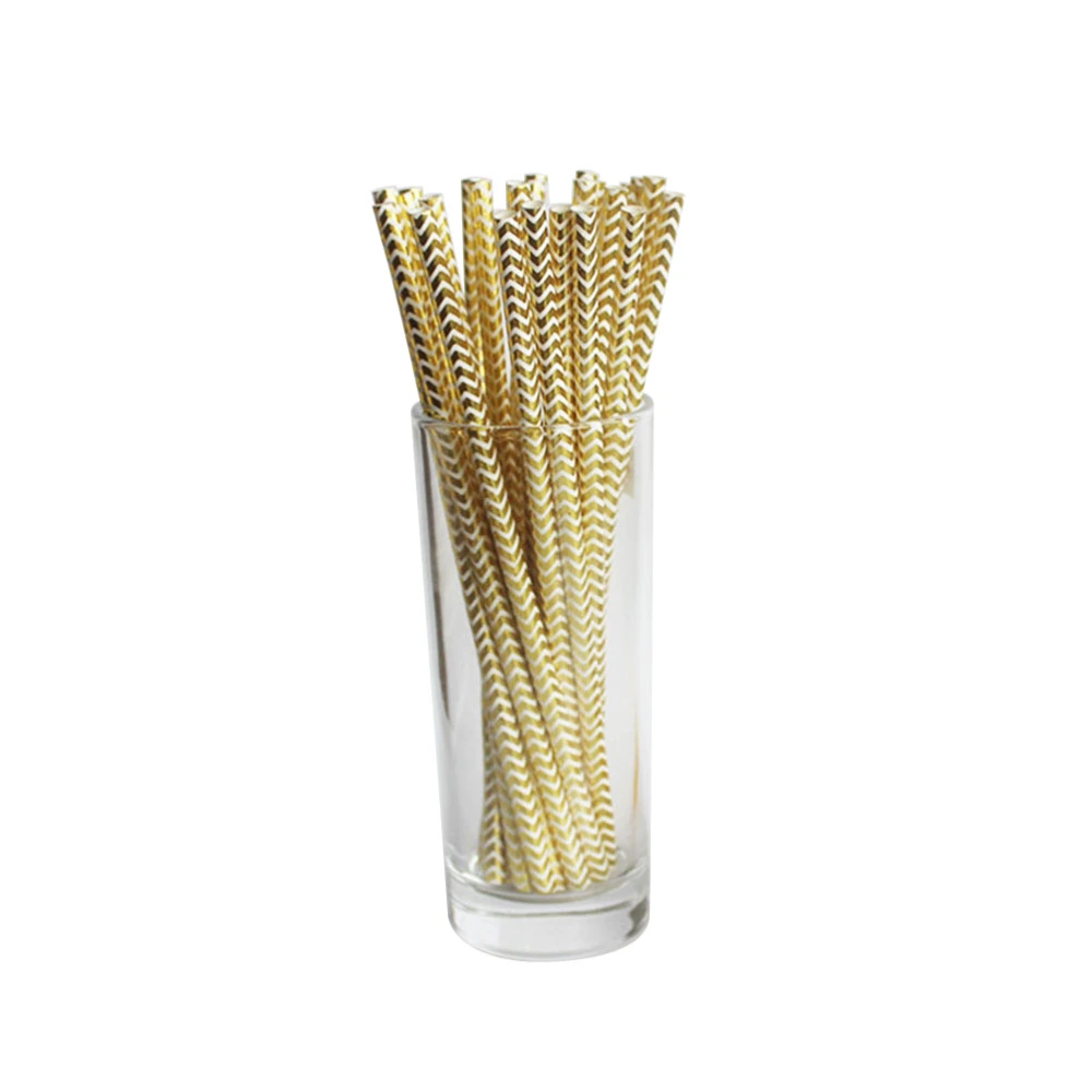 100pcs Disposable Glittering Stripes Paper Straw Decorative Drinking Straws Party Supplier (02)