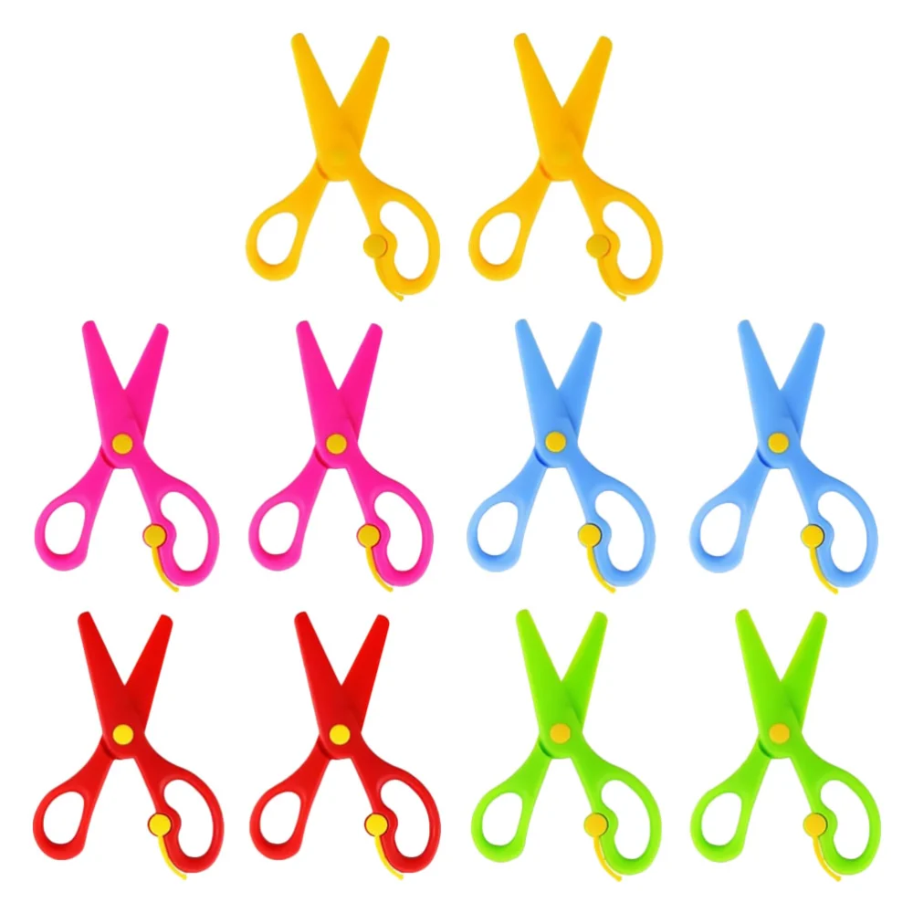 10pcs Creative Safe Scissor Plastic Kids Scissor DIY Handmade Scissor for Children Home School (Random Color)