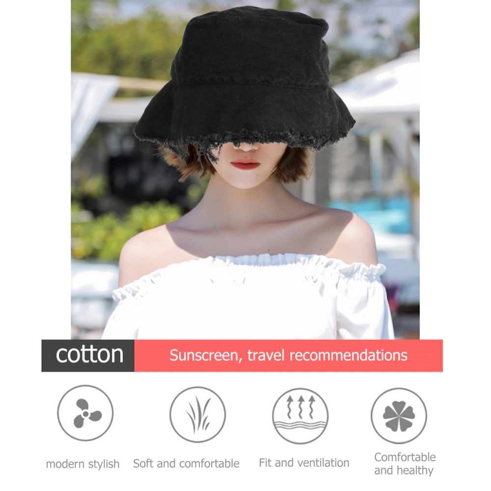 Sun Hat Foldable UV Protection Bucket Hat Solid Color Fisherman Hat for Outdoor