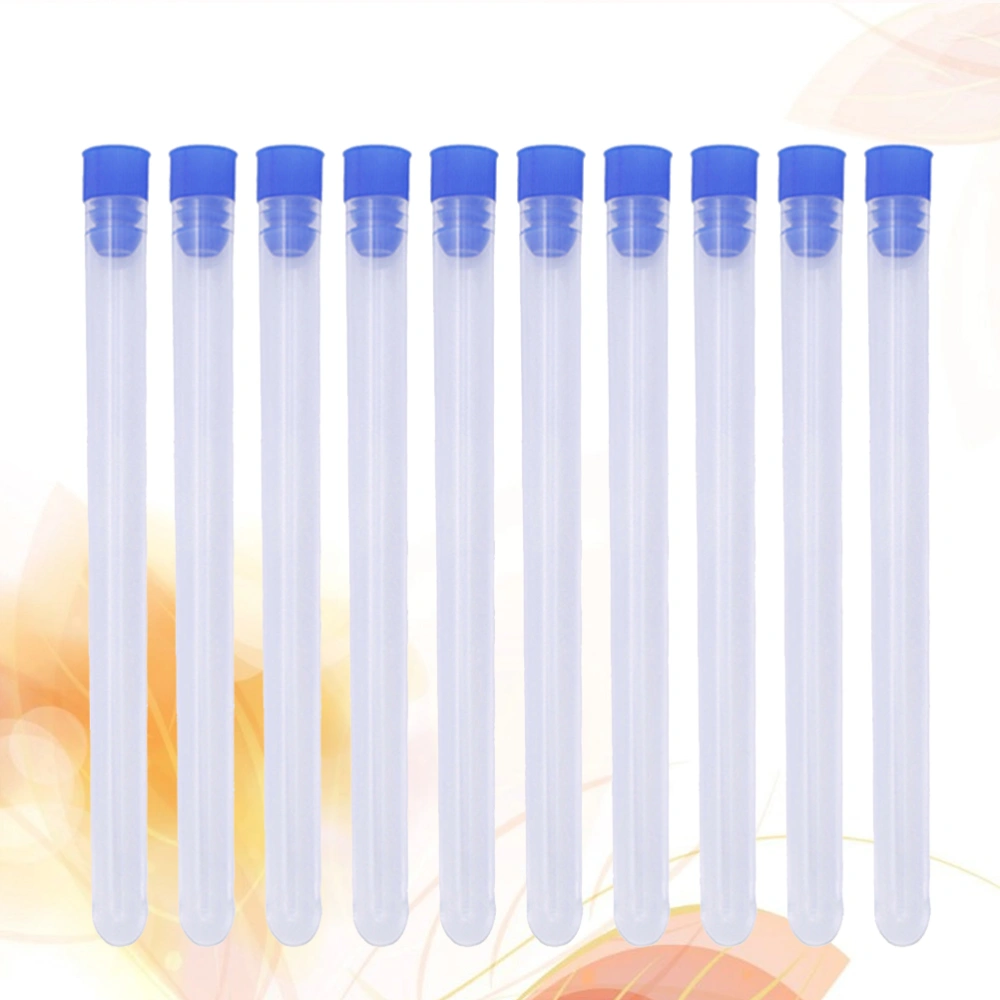 10 Pcs 16x1CM Transparent Plastic Storage Bottles Needles Storage Barrels Tube DIY Beads Clear Containers Needles Organizers with Blue Plug