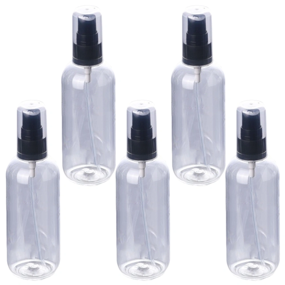 5 Pcs 50ml Dispense Spray Bottle Plastic Small Makeup Water Container Black Pump Empty Sprayer for Indoor Outdoor (Transparent)