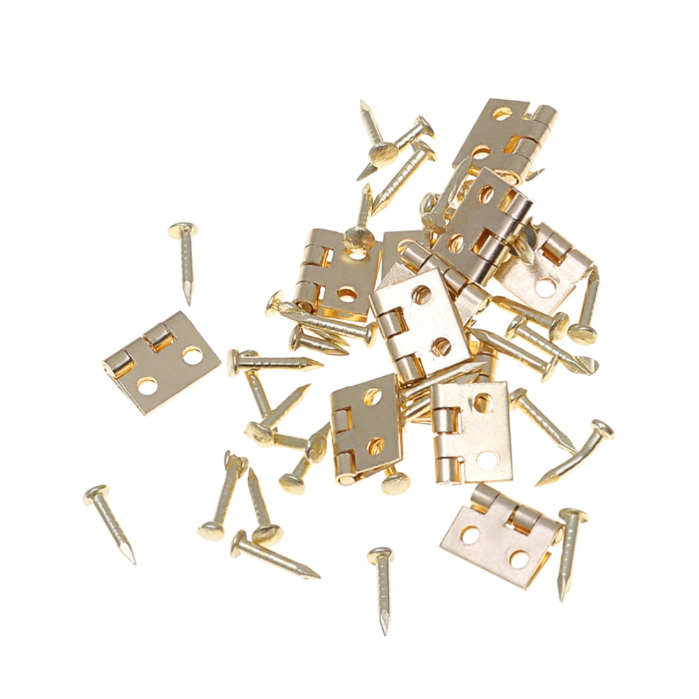 24pcs 1/12 Mini House Miniature Furniture Cabinet Closet Mini Hinges with 96pcs Screws (Golden)