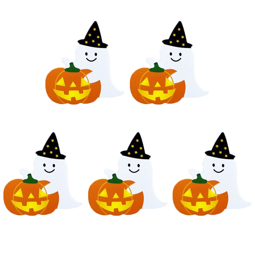 50pcs Lollipop Paper Cards Helloween Packaging Decoration Cards DIY Pumpkin Ghost Pattern Message Cards