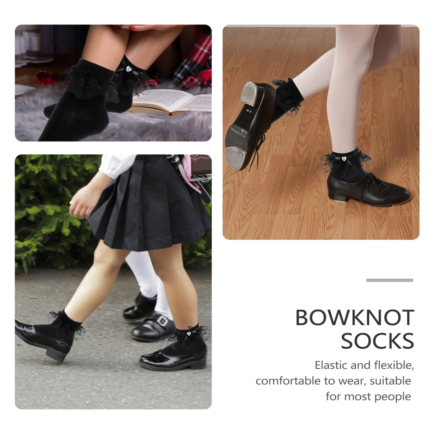1 Pair Girly Style Japanese Lolita Cotton Socks Uniform Costume Bowknot Socks