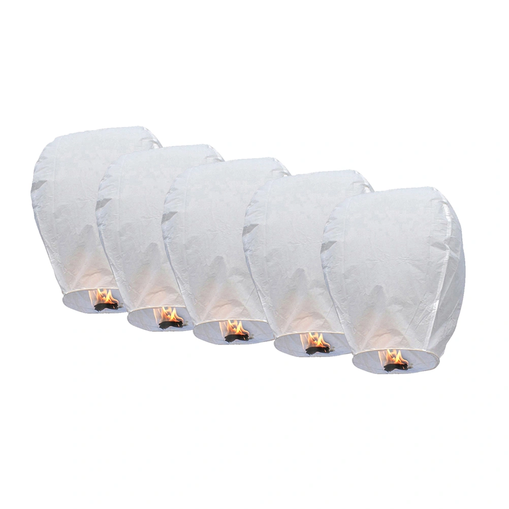 5pcs Oval Sky Lantern Chinese Kongming Lantern Wishing Lamps for Spring Festival (White)