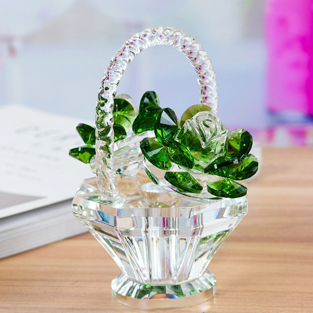 Crystal Flower Basket Crystal Crafts Adornment Home Office Car Interior Decoration