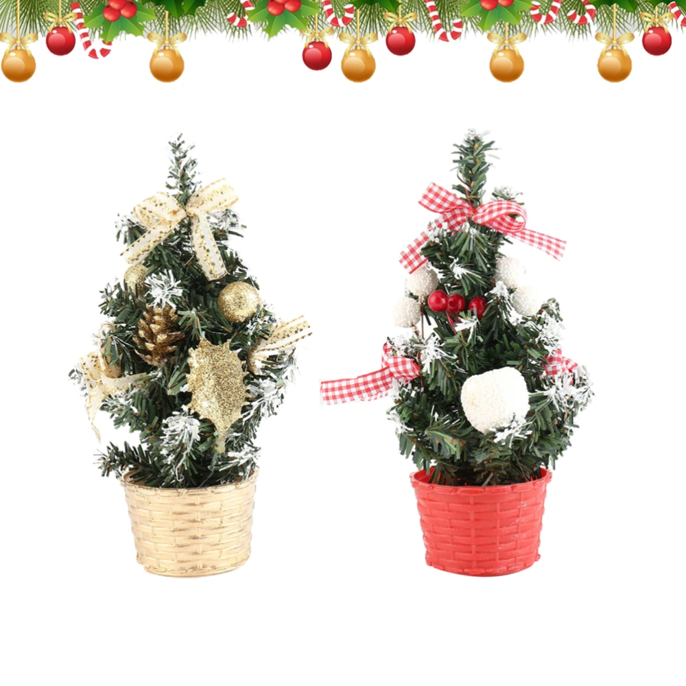 2pcs Mini Christmas Tree Decor Creative Xmas Tree Adornment Unique Desktop Decoration Christmas Party Ornament for Home Living Room