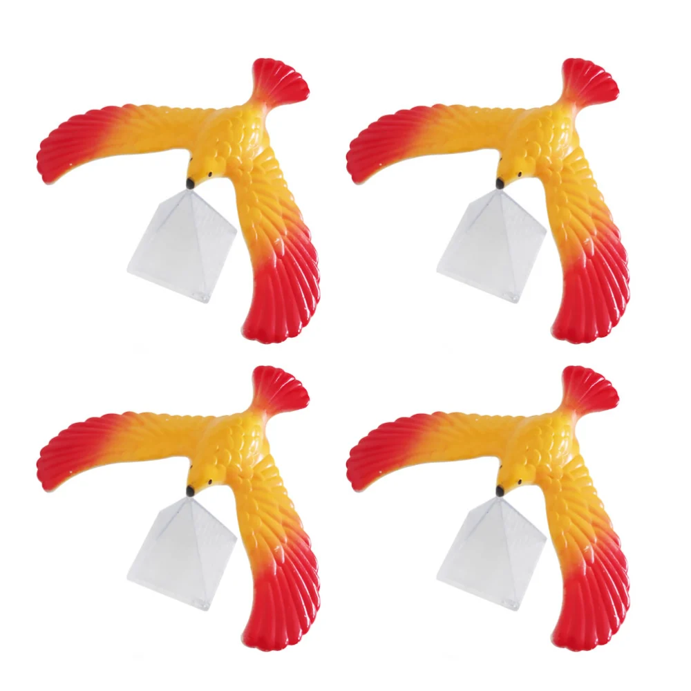 4PCS Funny Balance Eagle Toys Plastic Birds Toys Adorable Animal Decor Educational Prop for Kids (Random Color)