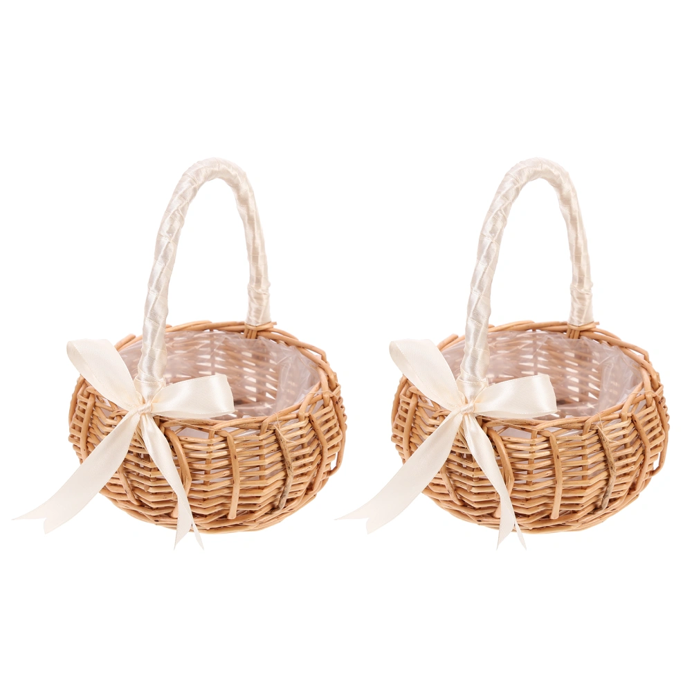 2pcs Woven Flower Arrangement Baskets Storage Flower Holders Flower Baskets