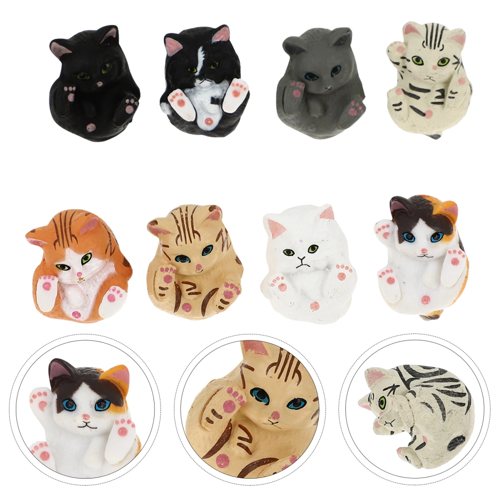 8pcs Plastic Cat Keychain Decor Solid Cat Key Chain Decoration Animal Shaped Keychain  DIY Accessories for Bag Backpack Keychain (Mixed Style)