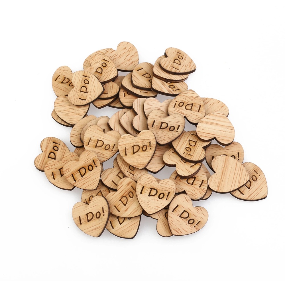 50pcs I Do Wooden Hearts Scrapbooking Embellishments Crafts