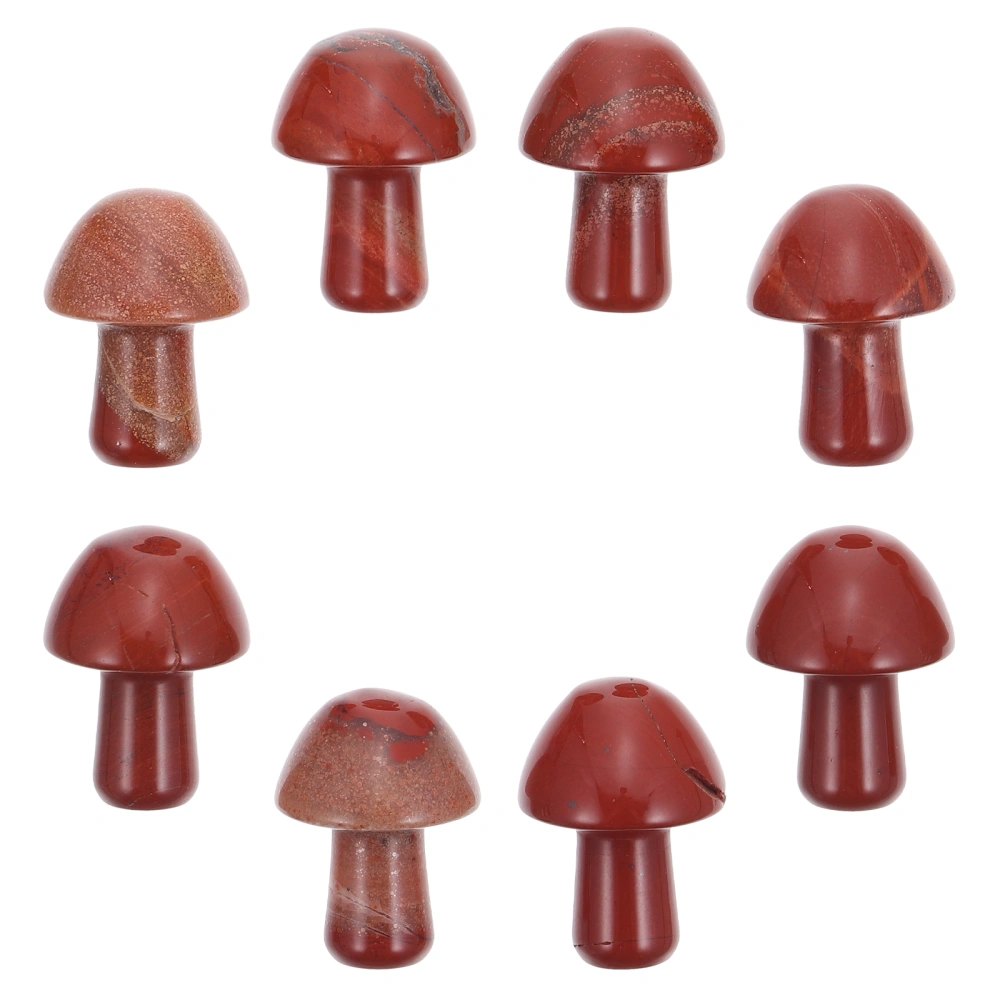 8Pcs Red Jasper Aquarium Decor Fish Tank Landscaping Ornament Pond Mushroom Decor