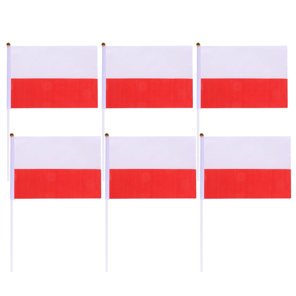 50pcs Hand Held Small Poland Flag On Stick International World Country Stick Flags Banners Party Decoration