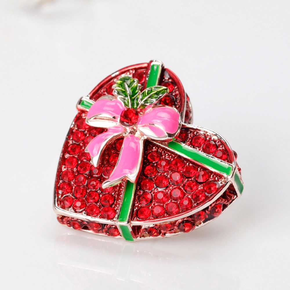 1Pc Stylish Christmas Brooch Alloy Diamond Drop Bow Love Heart Brooch Cloth Accessory