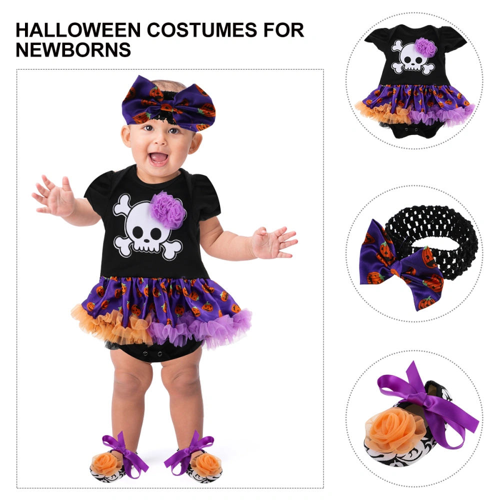 1 Set of Halloween Baby Party Dress Lovely Lace Skirt with Headband Shoes