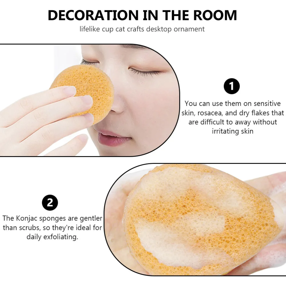 6Pcs Konjac Face Skin Cleaning Sponge Practical Face Puff Face Sponge (Yellow)