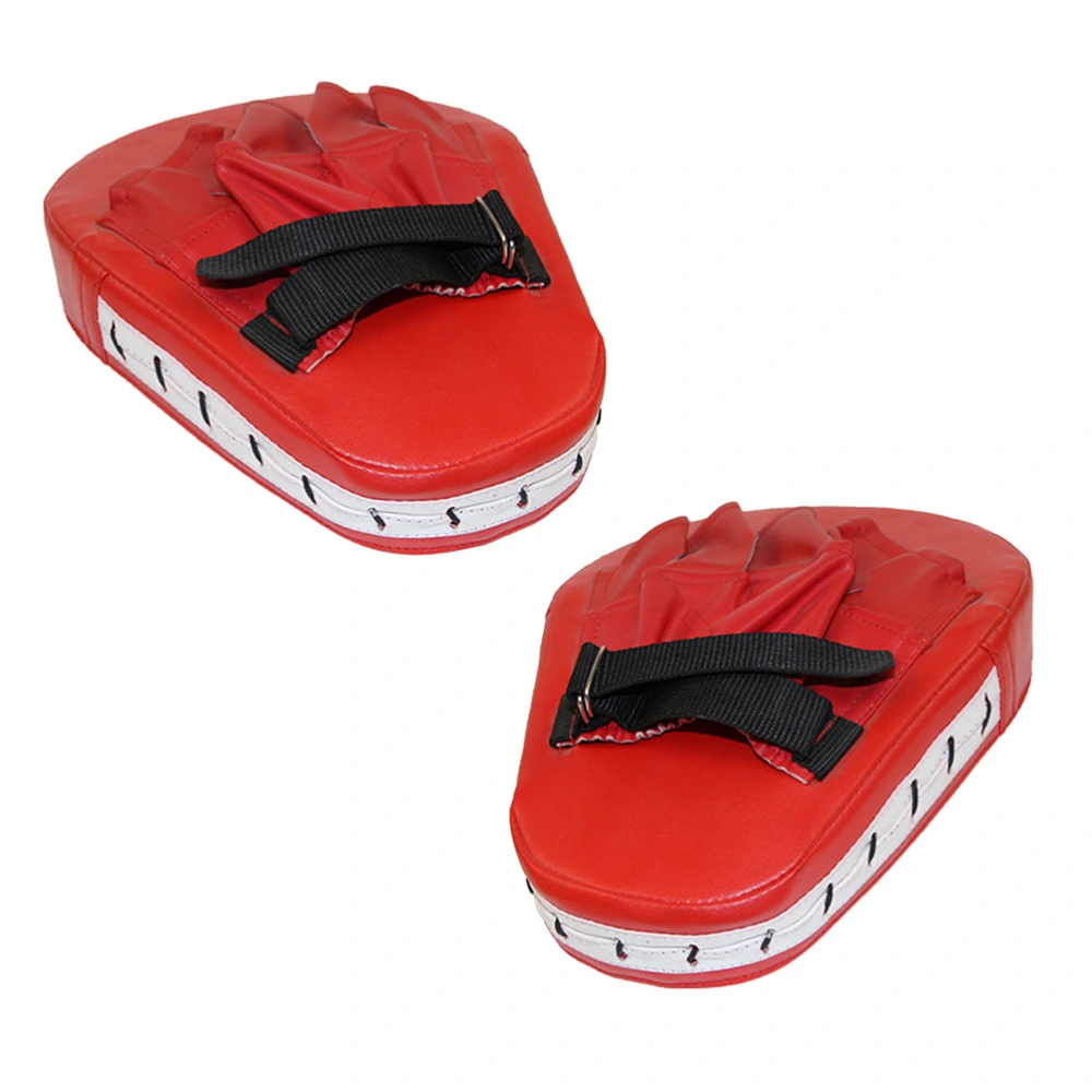 One Pair PU Leather Boxing Mitt Premium Punching Pad Fitness Training Glove Indoor Decompression Equipment (Red and Black)