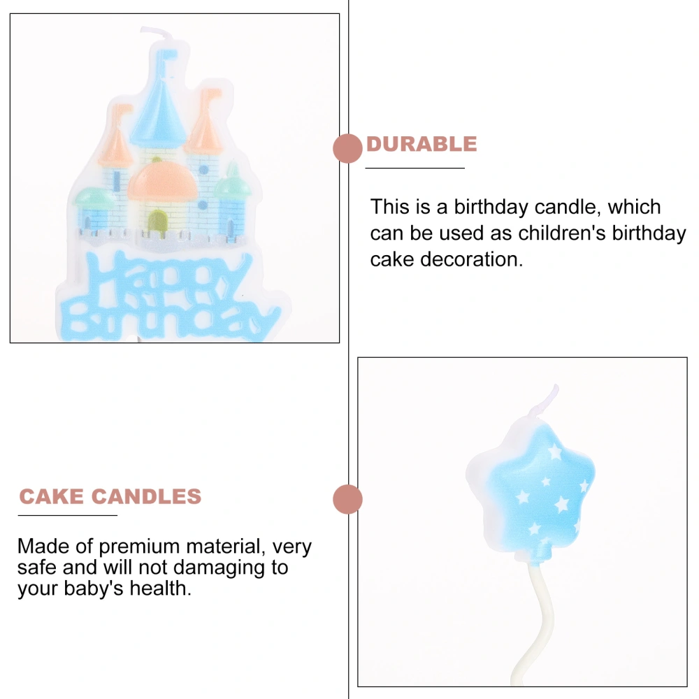 3pcs Creative Birthday Candles Lovely Castle Shaped Birthday Cake Candle Decor