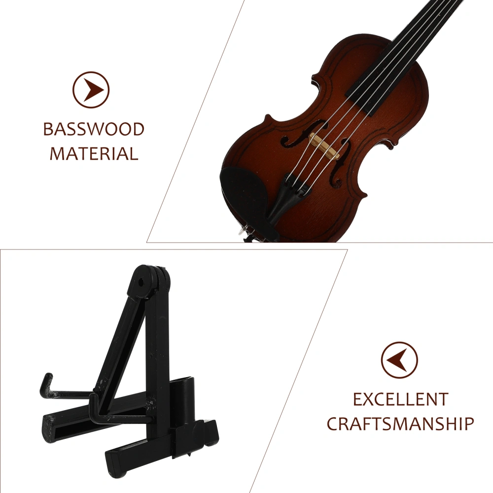 1 Set Wood Mini Violin Model Adornment Realistic Mini Violin Studio Photo Prop