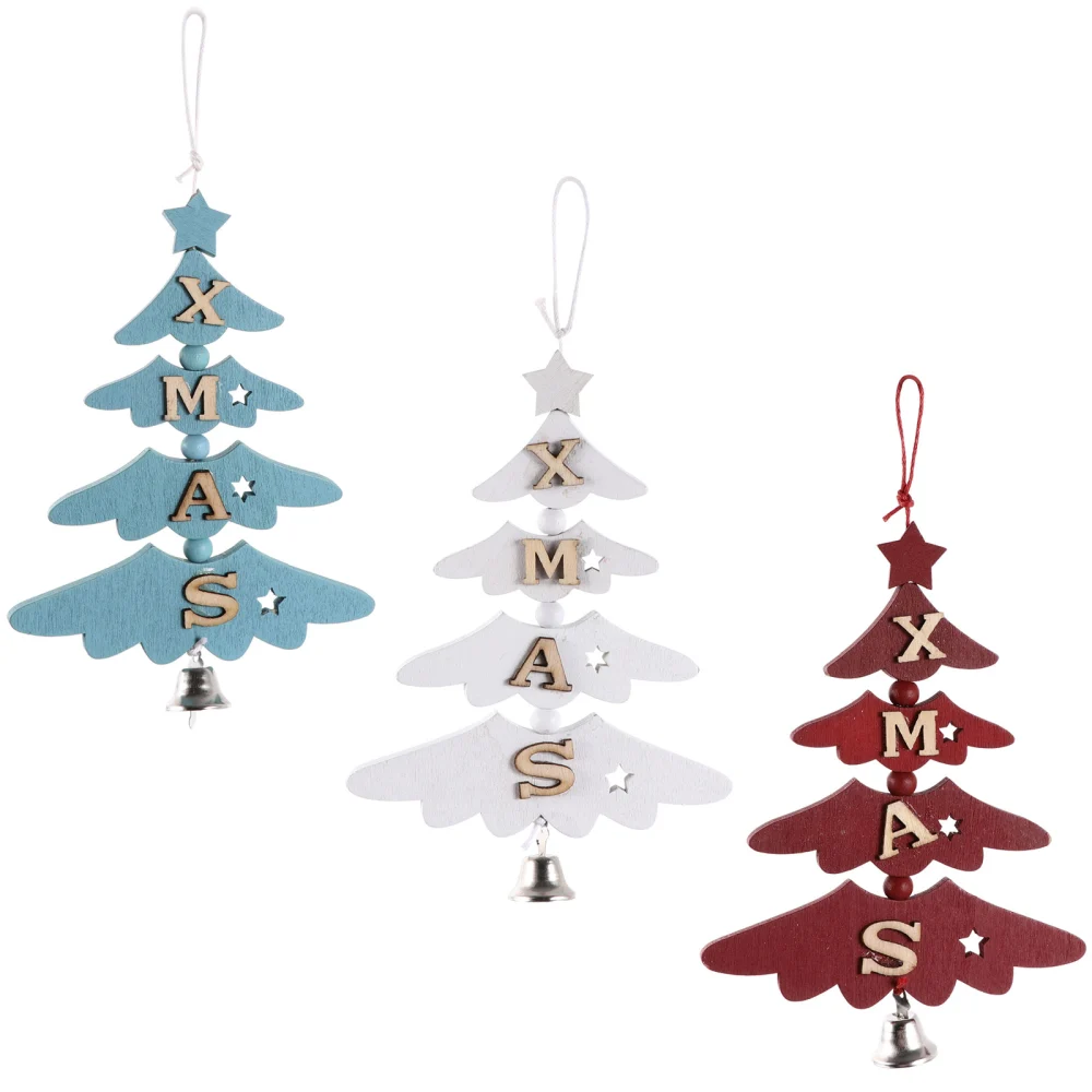 3pcs Christmas Hanging Decor Xmas Tree Pendant Christmas Tree Ornament with Bell