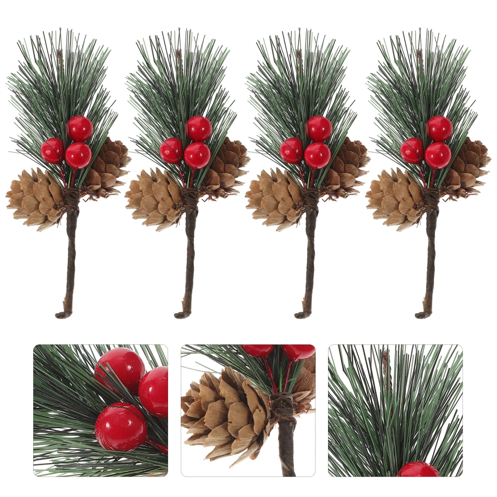 10Pcs Creative Pine Picks Novelty Simulation Christmas Berry Pine Cone Decor