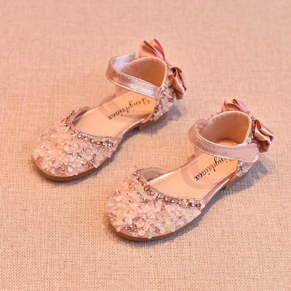 Rhinestone Soft-soled Shoes Sandals Footwear Gift for Kids Girls (Pink, Size 22)