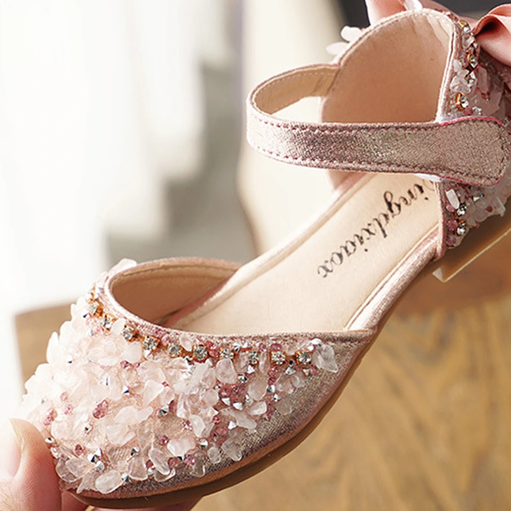 Rhinestone Soft-soled Shoes Sandals Footwear Gift for Kids Girls (Pink, Size 22)