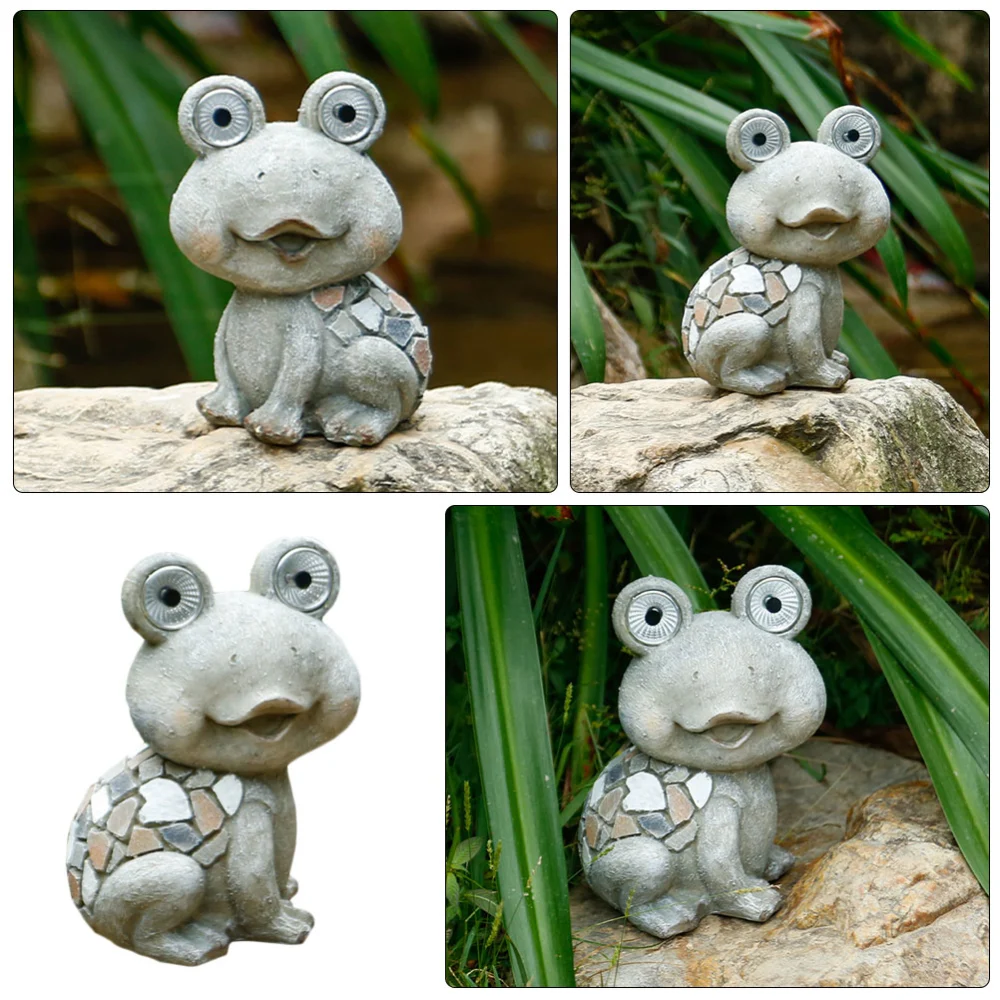 1Pc Resin Animal Craft Adornment Solar Decor Outdoor Decoration (Grey)