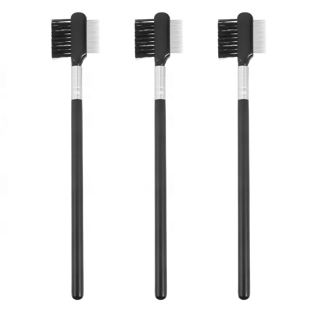 3pcs Eyebrow Brush Mascara Eyelash Comb Curler Dual Double Head Comb Brushes