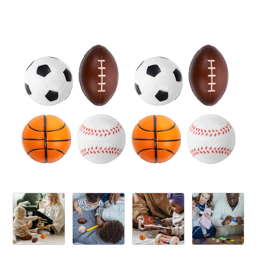 8pcs Imitation Ball Design Toys Resilience Pinching Stress Relief Playthings