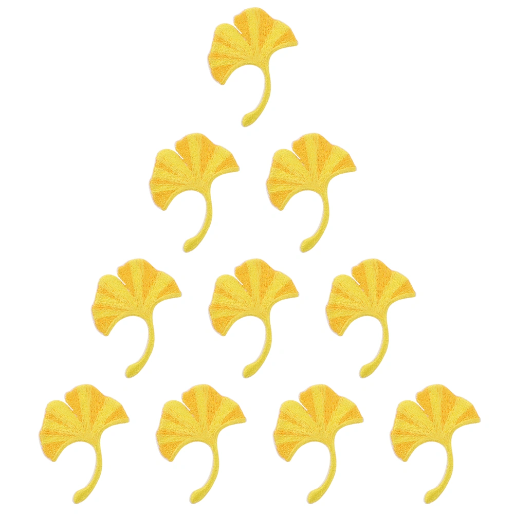 10Pcs Ginkgo Leaf Sewing Patches DIY Clothing Appliques Iron On Embroidery Patches