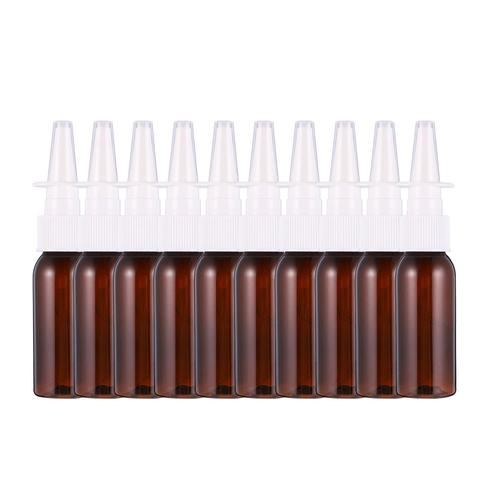 10pcs Portable Spray Bottles Empty Bottles Long Nose Spray Bottle Cosmetic Bottles for Home Travel (Light Brown, 30ml)