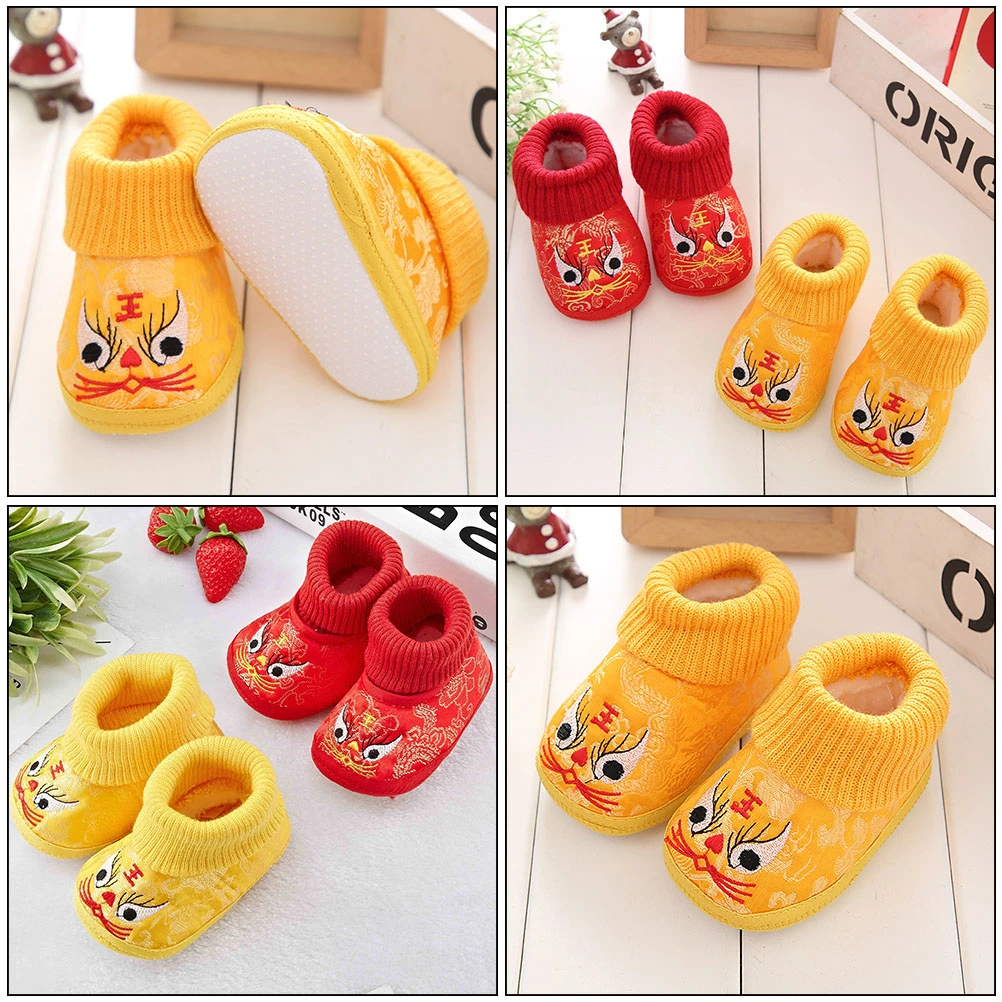 1 Pair of Winter Shoes Children Warm Shoes Embroidered Casual Footwear for Kid