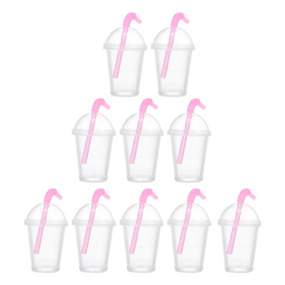 10Pcs Mini Milk Tea Cup Modeling Statue for Mini House Lovely Milk Tea Cup Adornment Decor