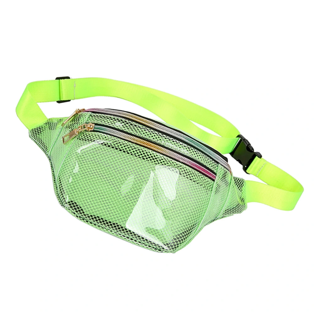 Fashion Women's Waist Chest Bag Beach Pack Waterproof PVC Semitransparent Mesh Running Waist Pouch Key Phone Holder for Sports Cycling Walking Travel (Fluorescent Green)