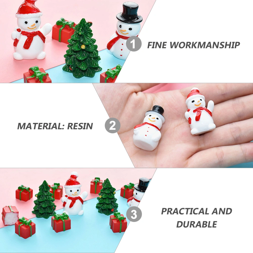 20Pcs Christmas Miniature Ornaments Miniature Christmas Snowman Figurines Figures