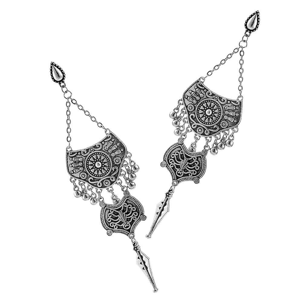 1 Pair Vintage Bell Eardrop Fashion Carving Long Earring Ornament Women Girls Ear Jewelry