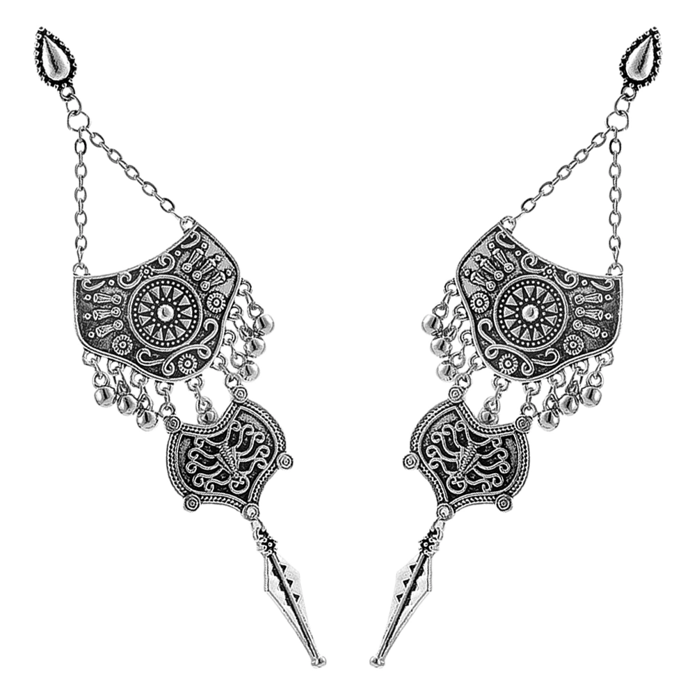 1 Pair Vintage Bell Eardrop Fashion Carving Long Earring Ornament Women Girls Ear Jewelry