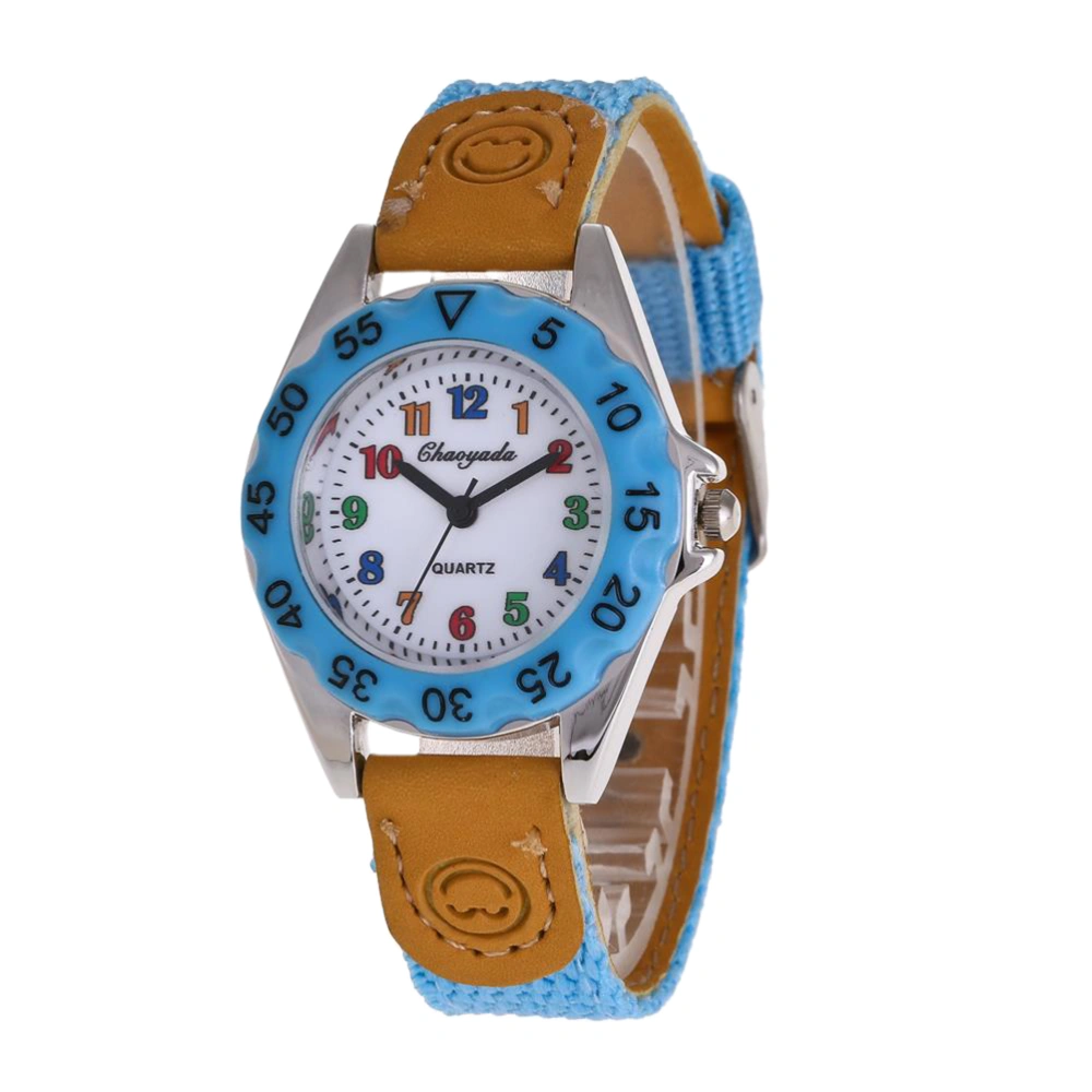 Cartoon Students Watch Nylon Watch Strap Creative Wrist Watches for Students Kids Sky-Blue