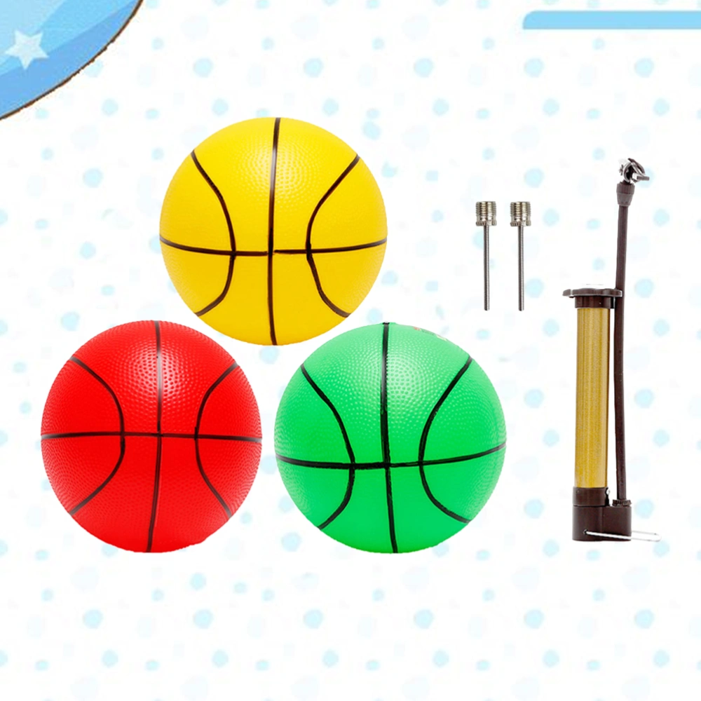 3pcs 9 Inch Basketball Toy Thickened PVC Ball Playthings Creative Ball Toys for Kids Children Toddler with 1pc Pump (Random Color)