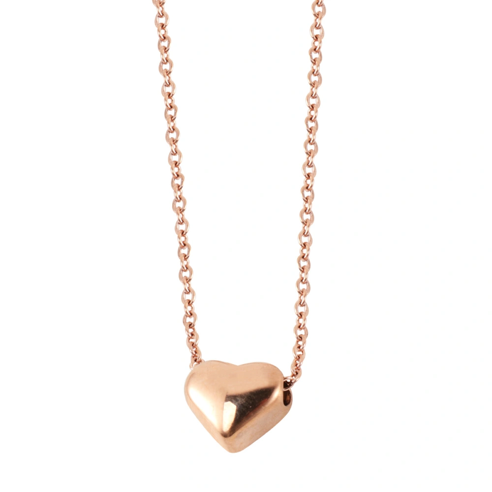 1Pc Lovely Heart Shaped Necklace Pendant Chain Neck Jewelry Valentine Day Gift for Women Ladies Girls(Rose Gold)