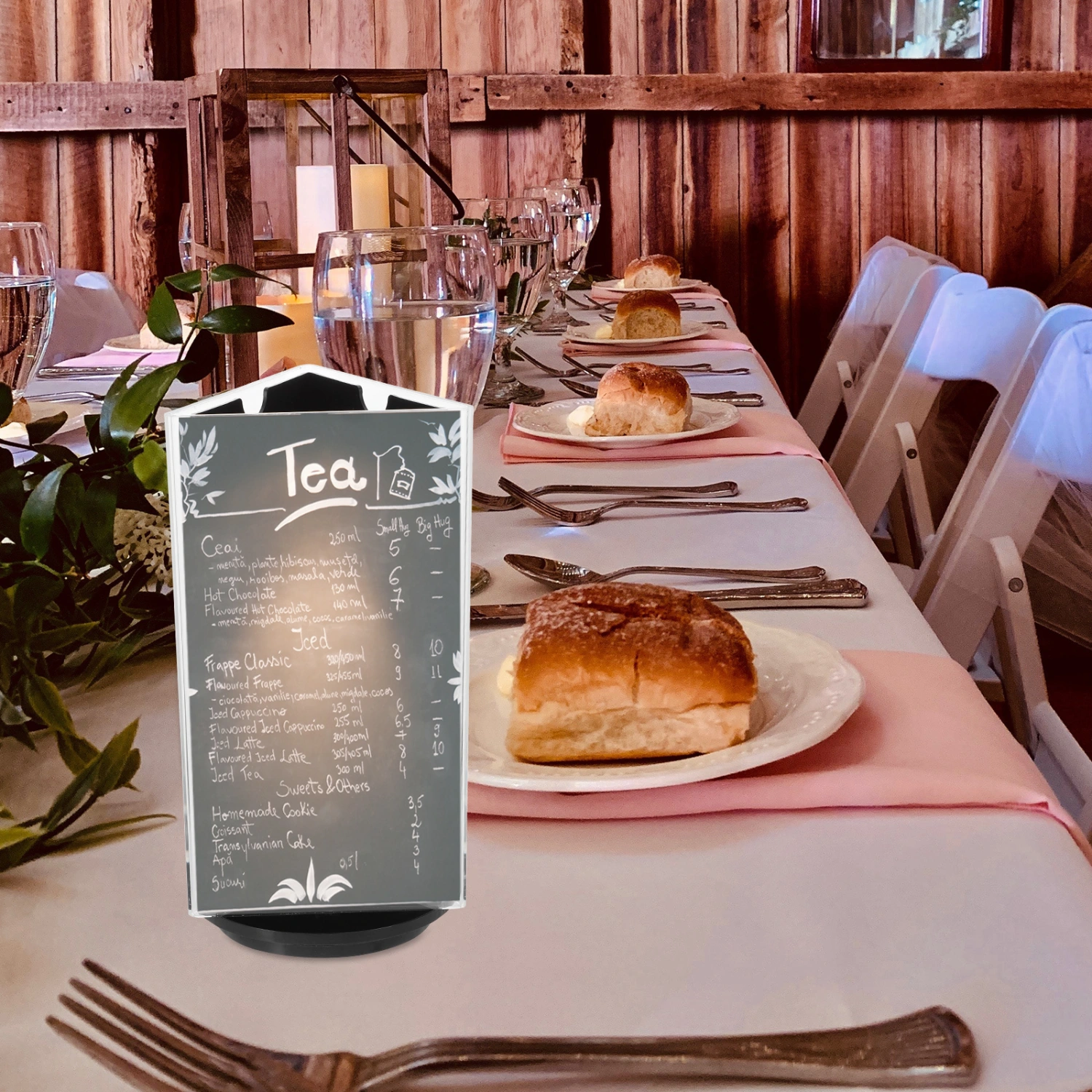 Acrylic Sign Holder Rotatable Restaurants Menu Display Stand Tabletop Paper Holder