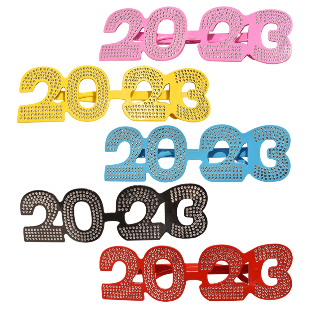 5 Pairs Glasses Frames 2023 Eyeglasses New Year Glasses Party Photo Props