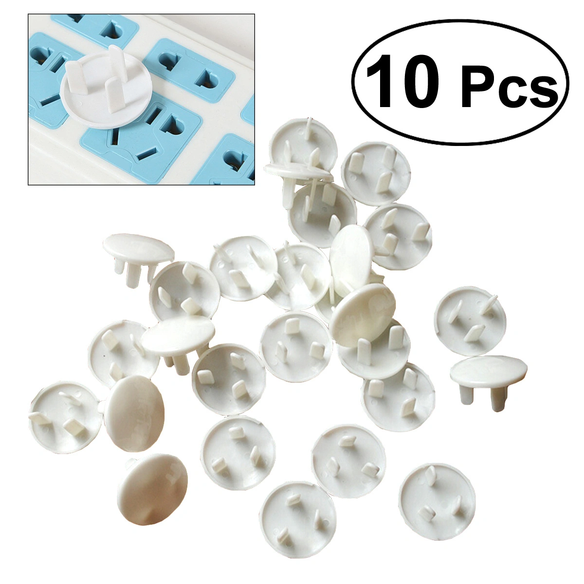 10Pcs Children Safety Protection Power Outlet Covers Socket Electrical Leakage Protection Socket Baby Proofing Covers(3 Holes)